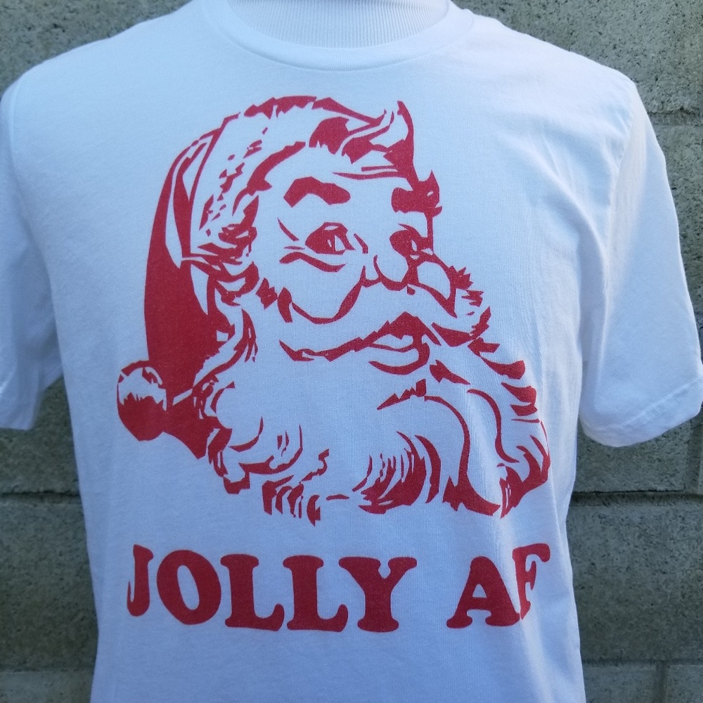 Santa Jolly AF Mens T-Shirt sz Large Christmas